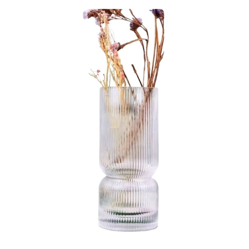 Ribbed Glass  Flower Vase - 30 cm