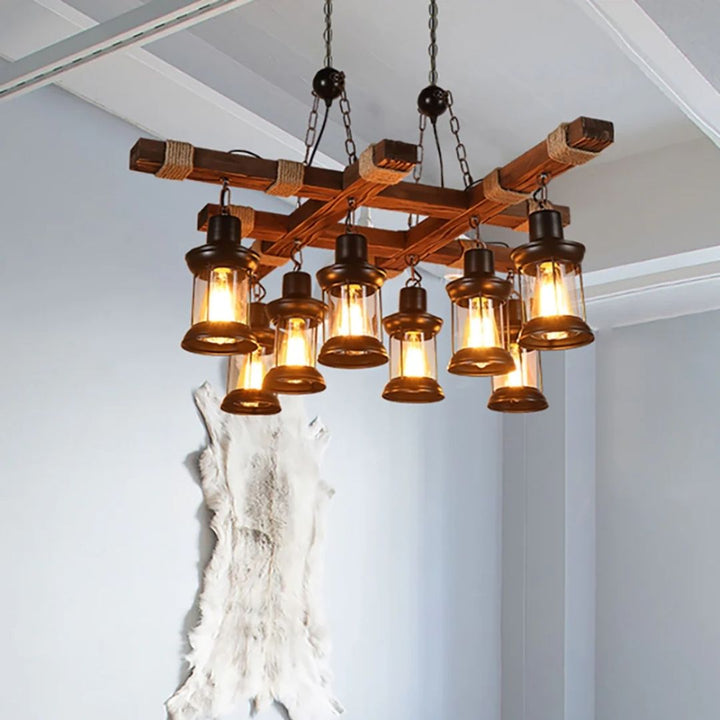 Chandelier Light - Rustic Wood / M188-8
