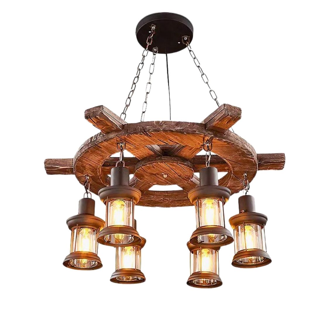Chandelier Light - Rustic Wagon Wheel / M189-6