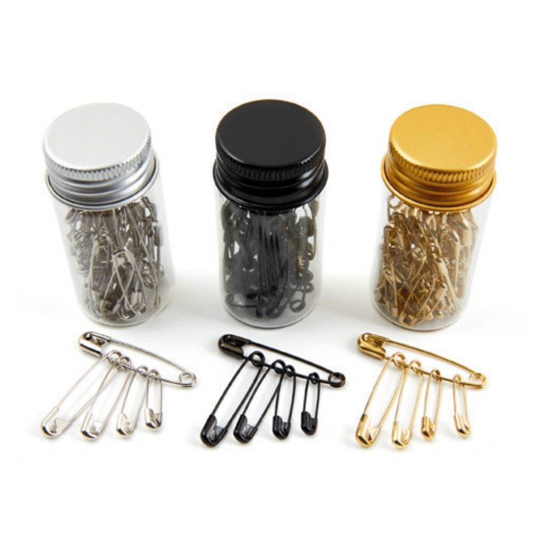 Safety Pins In Glass Jar