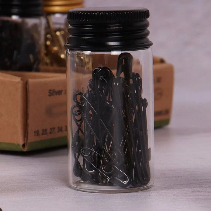 Safety Pins In Glass Jar
