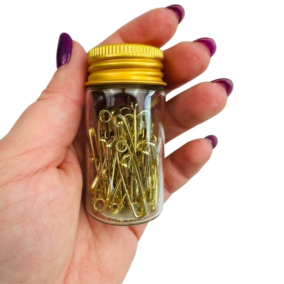 Safety Pins In Glass Jar