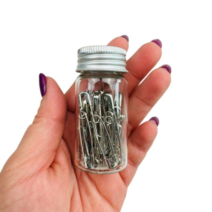 Safety Pins In Glass Jar
