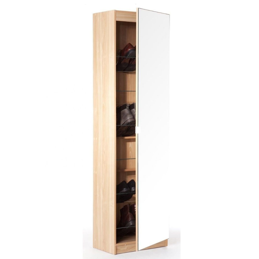 Shoe Cabinet - Single Mirror Door