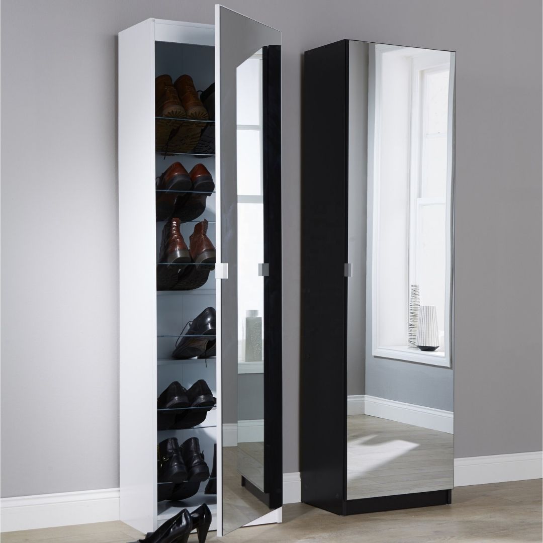 Shoe Cabinet - Single Mirror Door