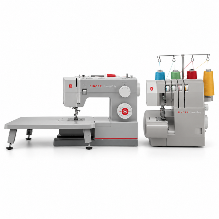 Singer Heavy Duty Sewing Combo – Sewing Machine + 4-Thread Overlocker + Extension Table