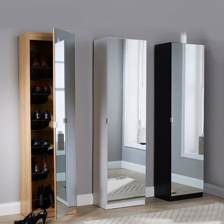 Shoe Cabinet - Single Mirror Door
