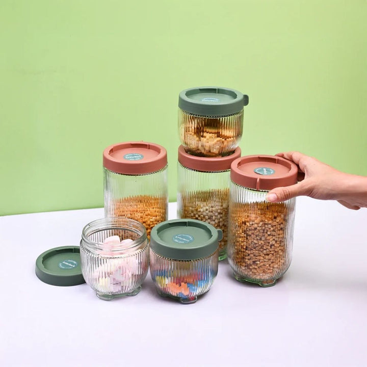 Stackable Glass Storage Jar Set - 6pc