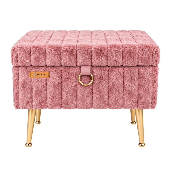 Storage Vanity Stool - Rectangular with Gold Legs