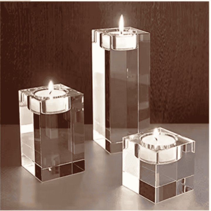 Rectangle Glass Candle Holder - Tea Candle