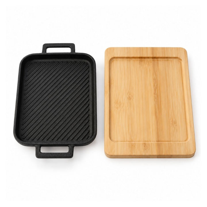 Totai - Sizzle Master Cast-Iron Pan with Wooden Tray