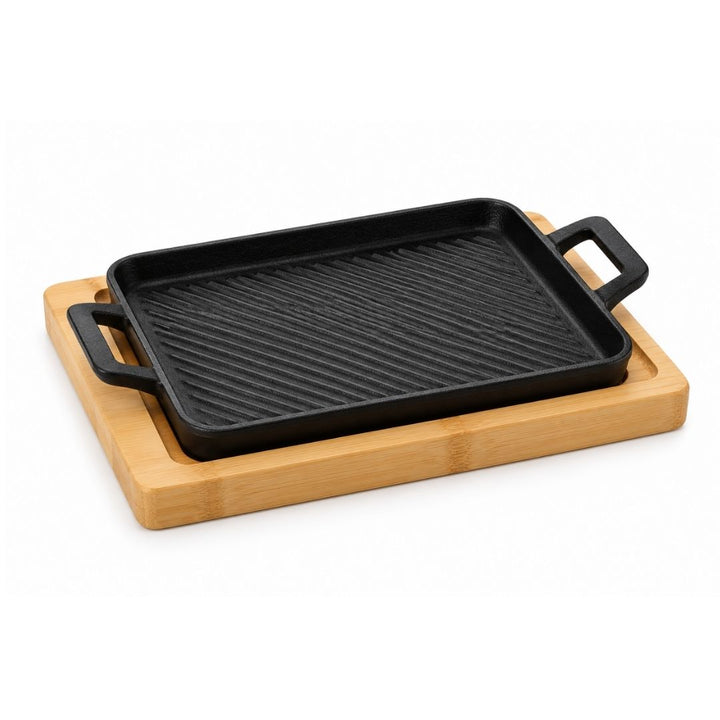 Totai - Sizzle Master Cast-Iron Pan with Wooden Tray