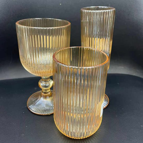Stemware - Reeded Glass Gold - 6pc