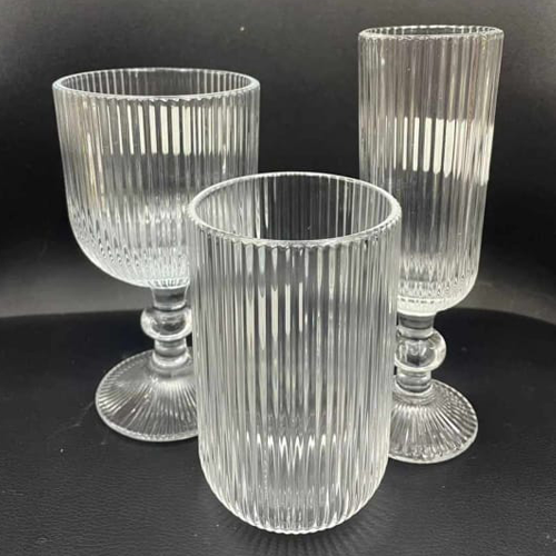 Stemware - Reeded Glass Clear - 6pc