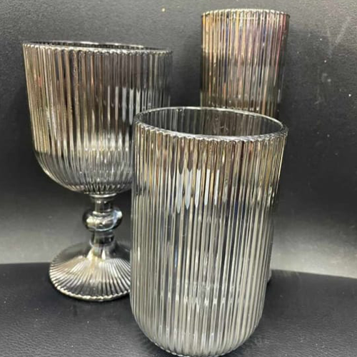 Stemware - Reeded Glass Vintage Grey - 6pc