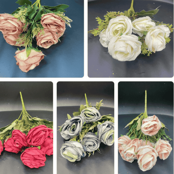 Artificial Flowers - Roses Bunch Short Stem