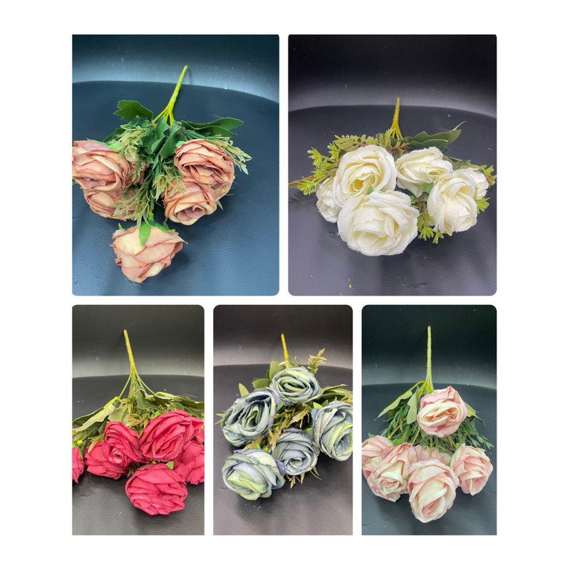 Artificial Flowers - Roses Bunch Short Stem