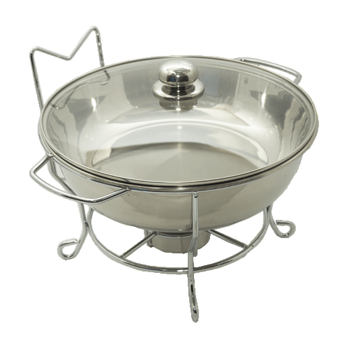 Chafing Dish - Glass Lid Thin Frame Silver