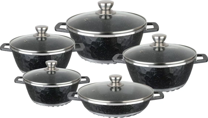 10 Piece Aluminium Pot Set - Moonrock