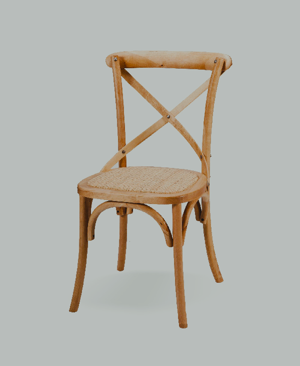 Cross Back Chairs - Wood Look Metal