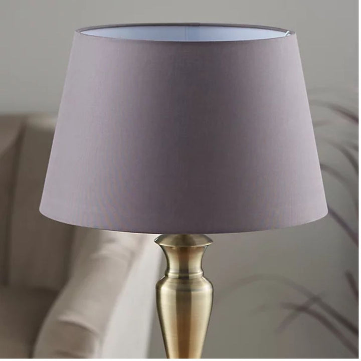 Table lamp - Antique Brass & Charcoal Grey Cotton