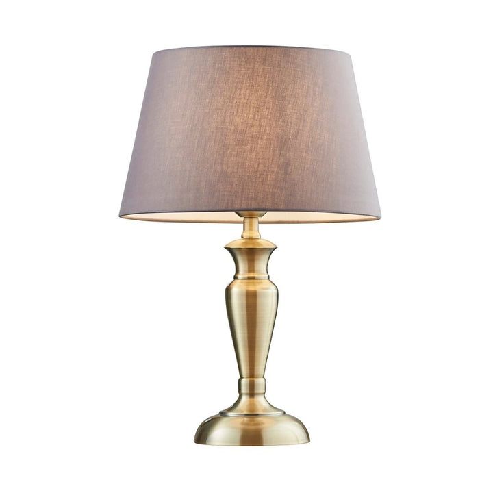 Table lamp - Antique Brass & Charcoal Grey Cotton