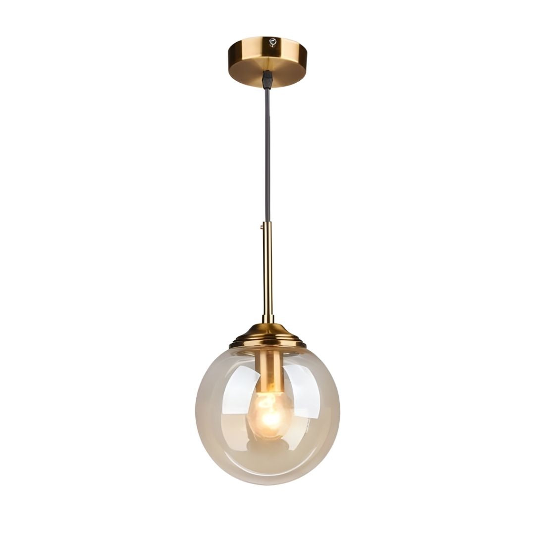 Pendant Light - Amber Globe - Bronze