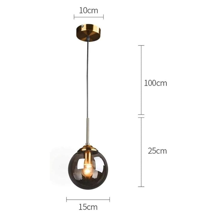 Pendant Light - Amber Globe - Bronze