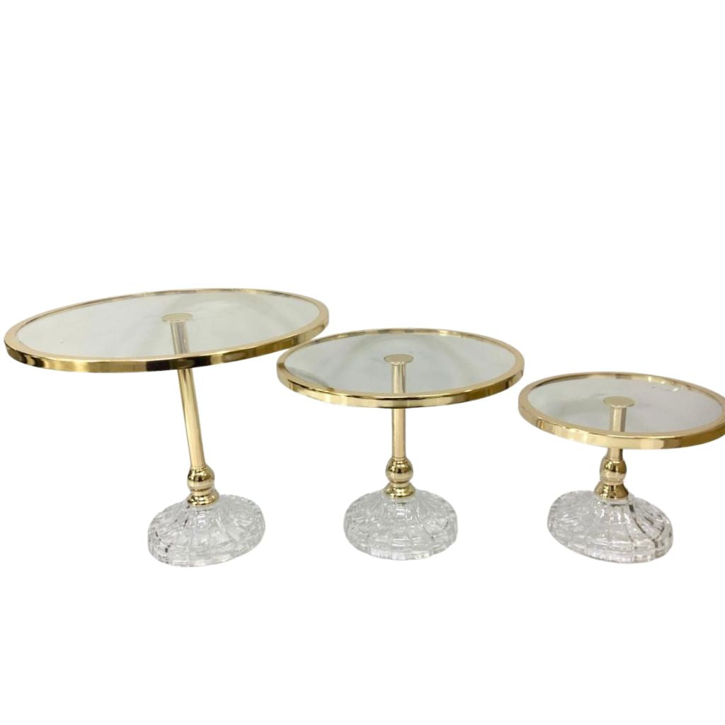 Cake Stand - 3pc Gold Rim Stand Set