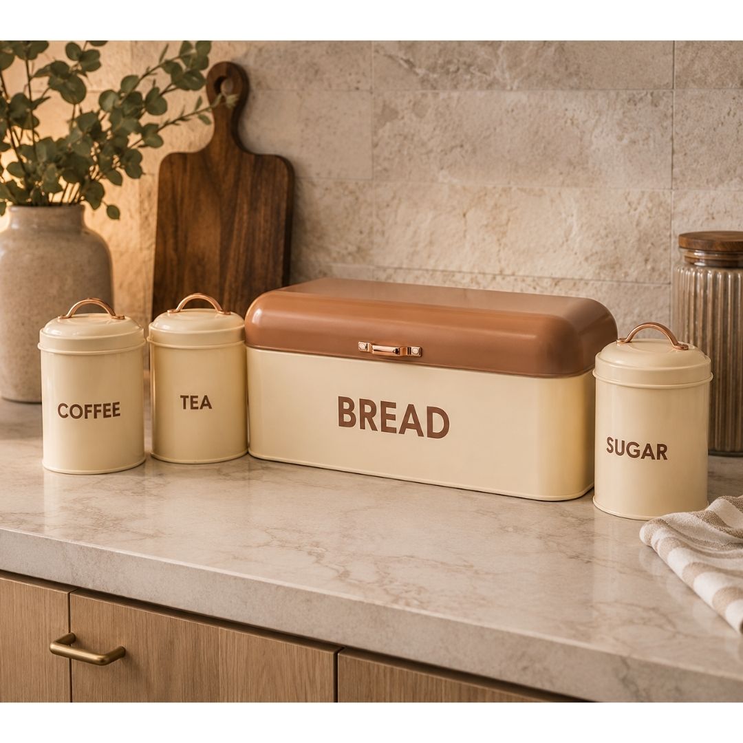 Bread Bin & Canister Set - 4pc 2 Tone