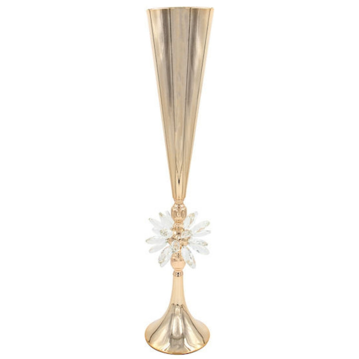 Centerpiece Stand - Gold Metal with Crystal Flower