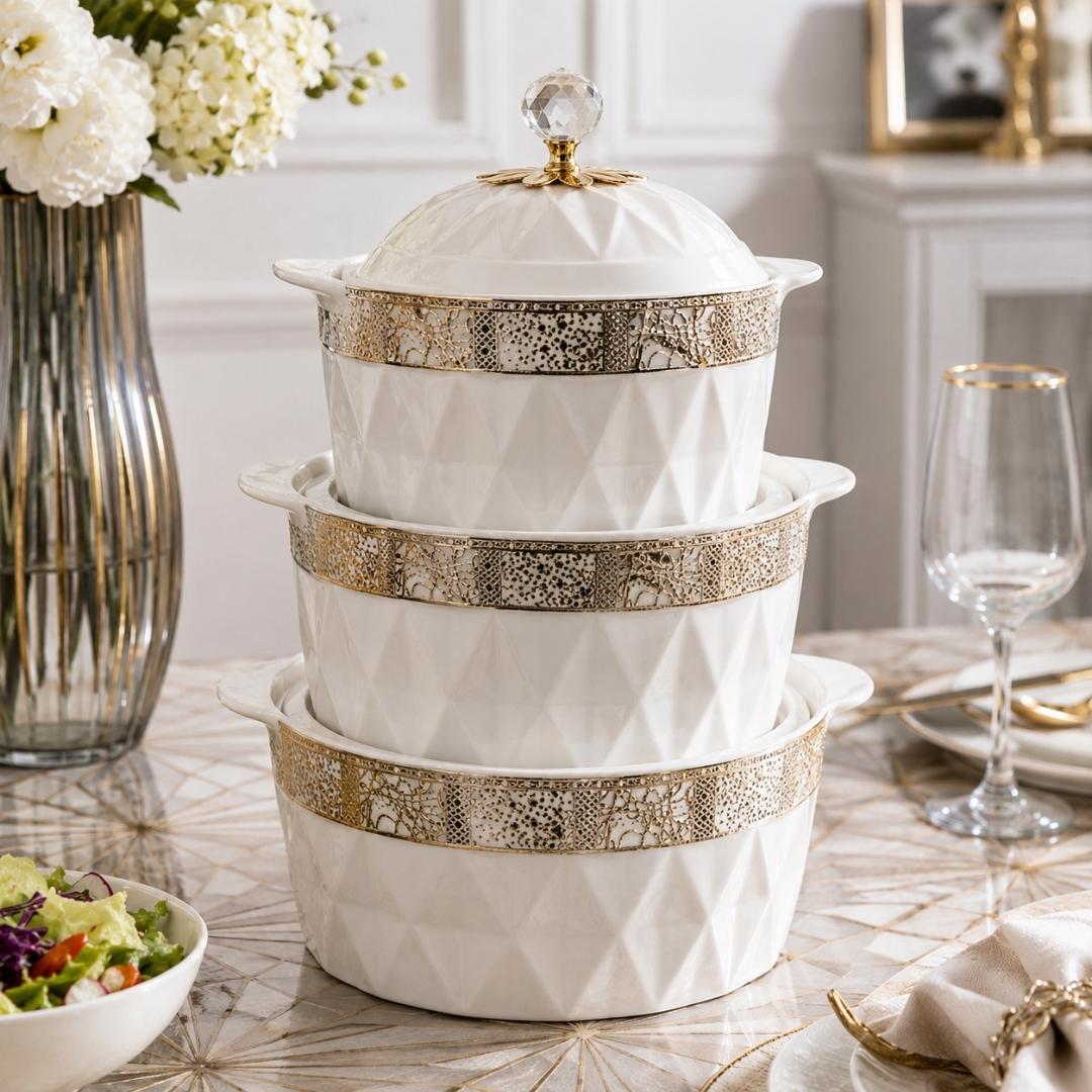 Ceramic Casserole Set - 3Pc