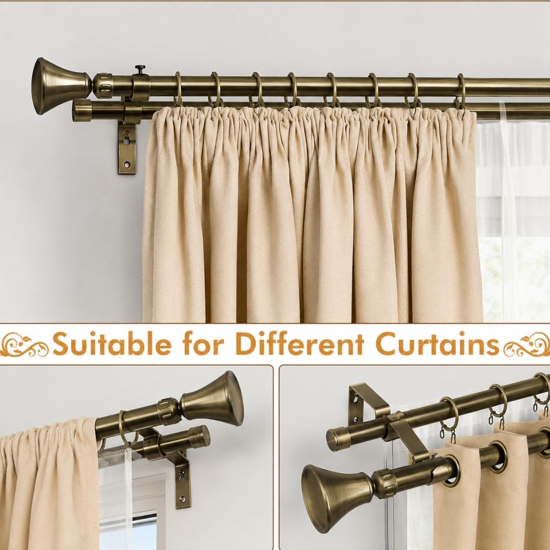 Curtain Rod Set - Double - Steel Extendable