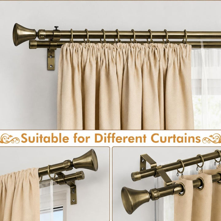 Curtain Rod Set - Double - Steel Extendable