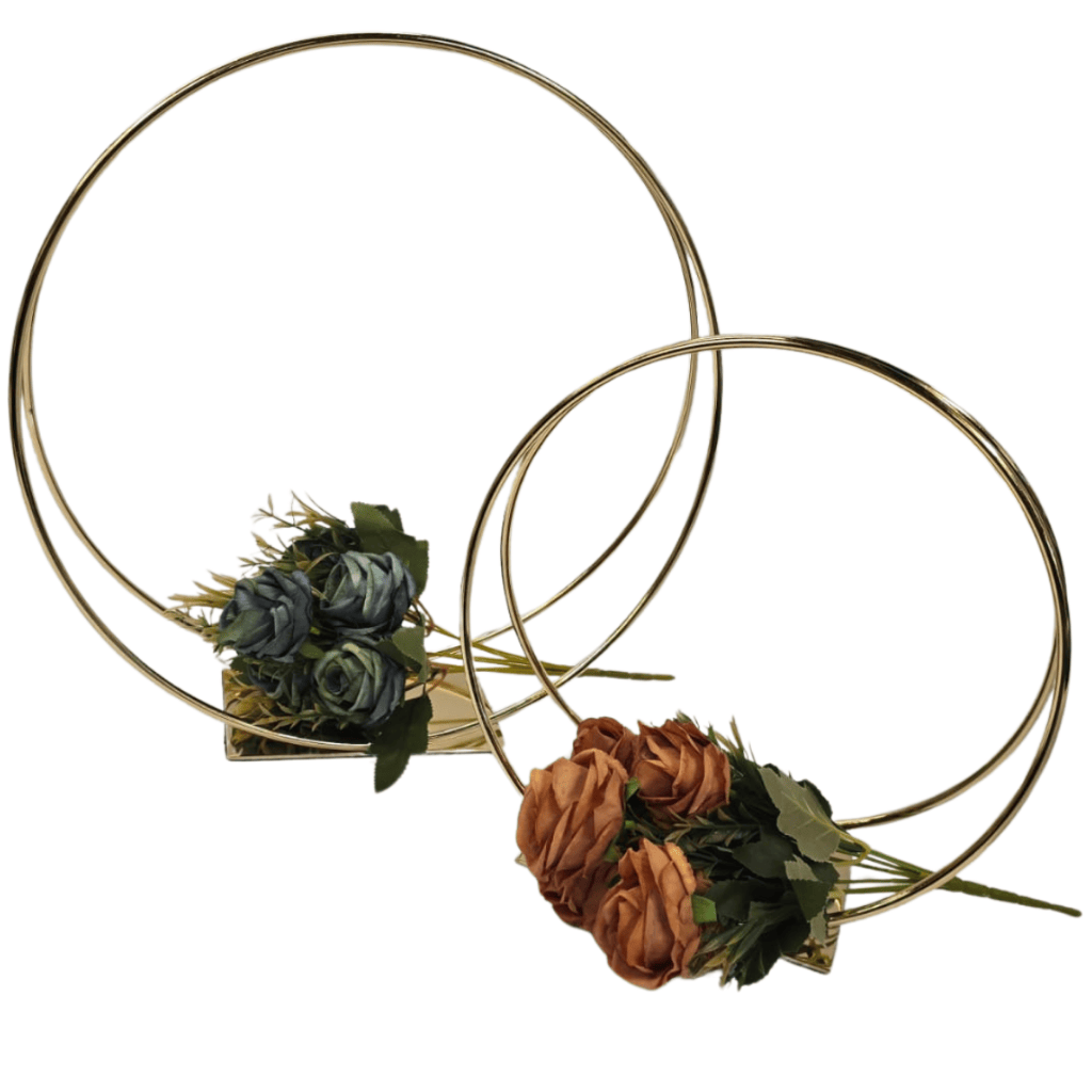 Gold Hoop Flower Stand Centerpiece - 2pc Set