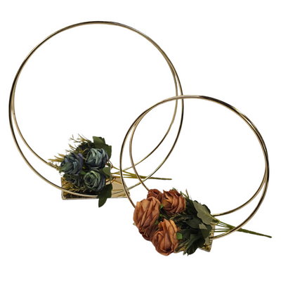 Gold Hoop Flower Stand Centerpiece - 2pc Set