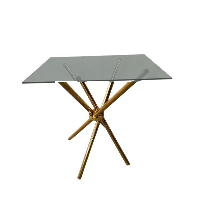 4 Seater Square Cafe Table - Clear Glass