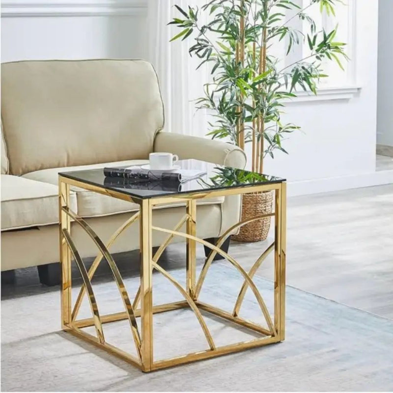 Sunrise Modern Glass Top- Side Table