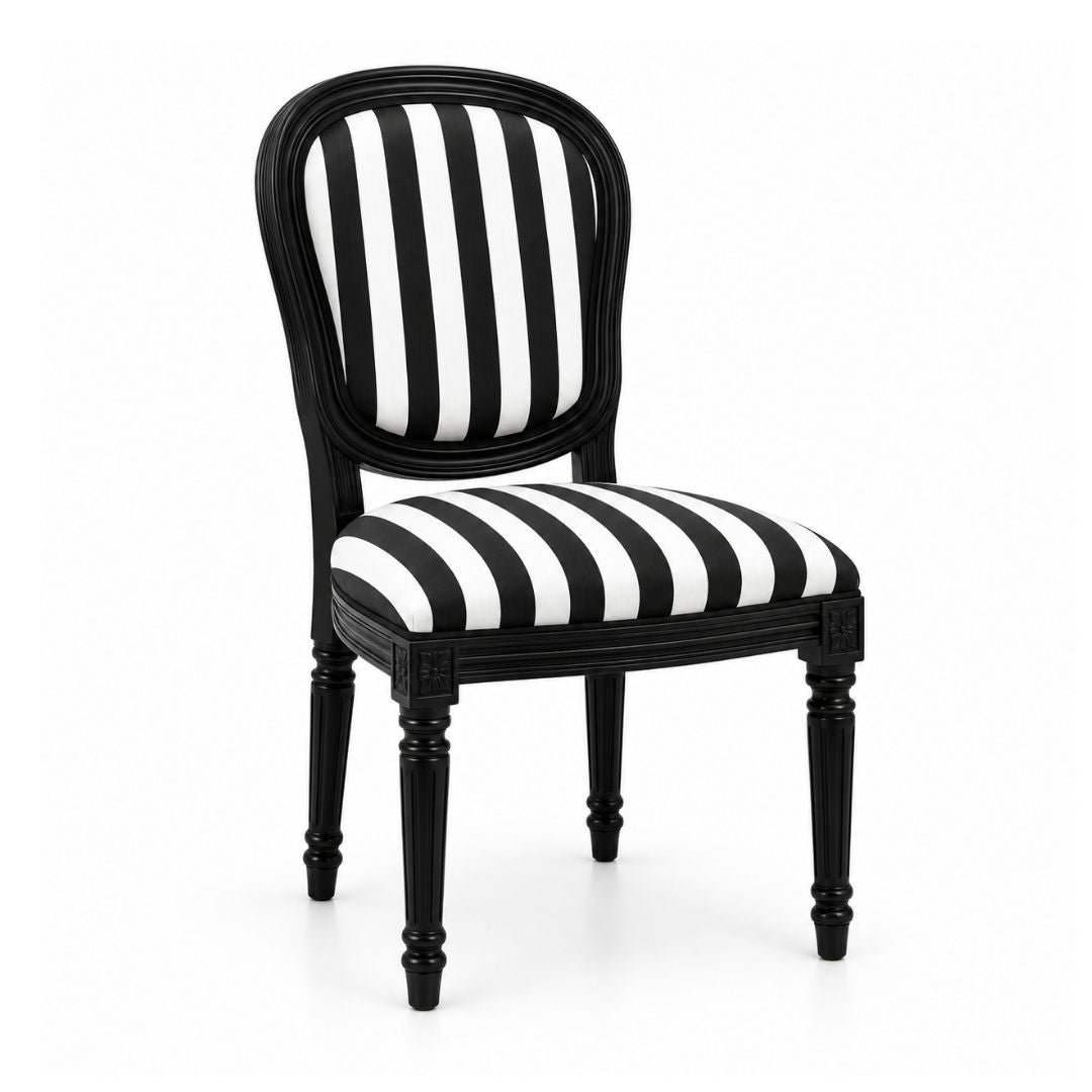 Louis Chair - Striped - Black & White