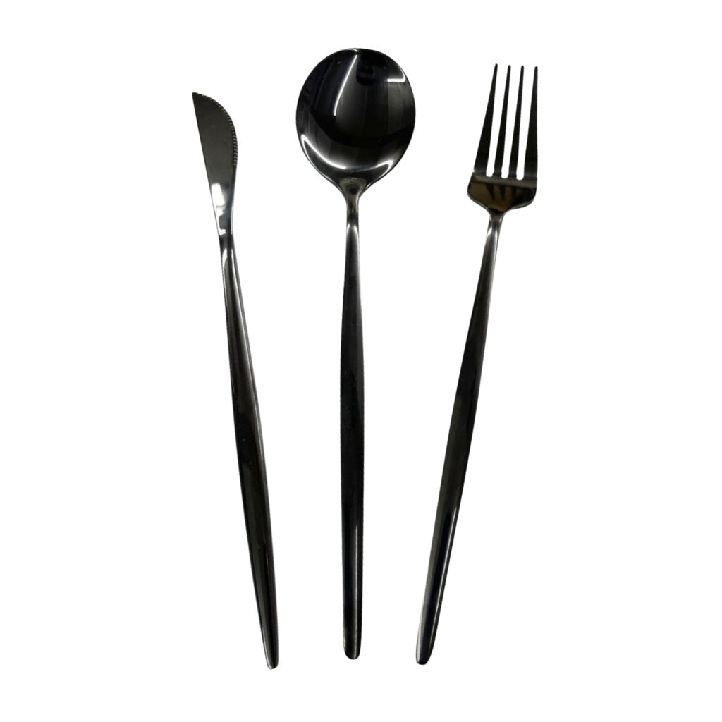 Cutlery Sets - Modern 3pc Plain Black
