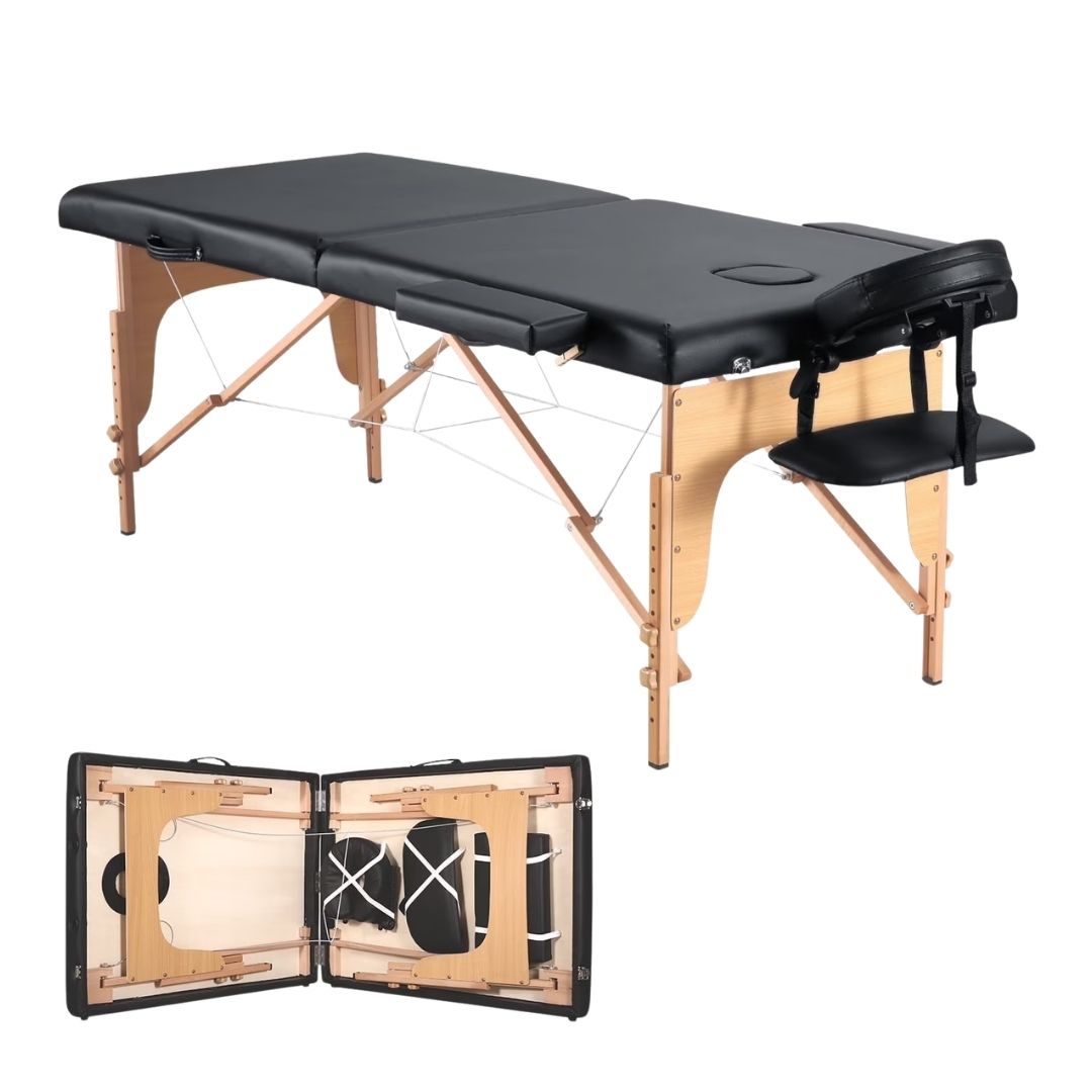 Foldable Spa Massage Bed with Wooden Frame