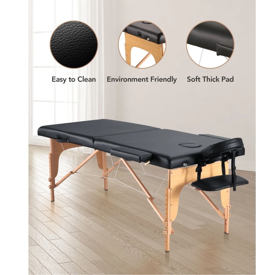 Foldable Spa Massage Bed with Wooden Frame