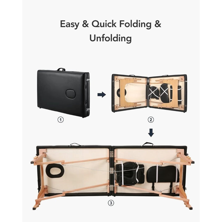 Foldable Spa Massage Bed with Wooden Frame