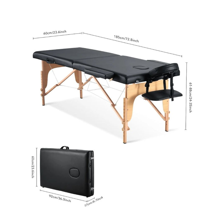 Foldable Spa Massage Bed with Wooden Frame