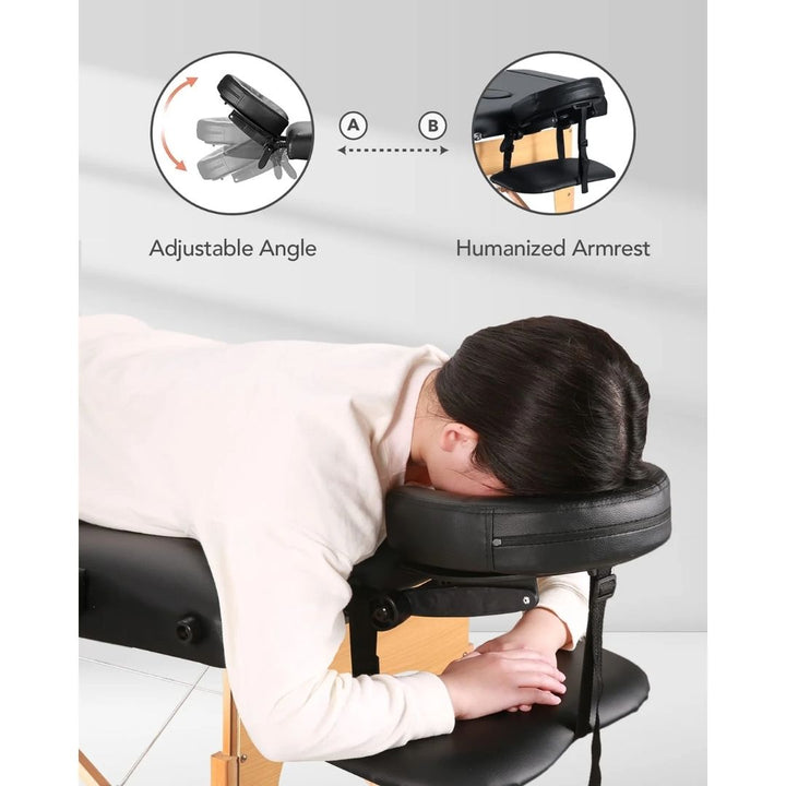 Foldable Spa Massage Bed with Wooden Frame