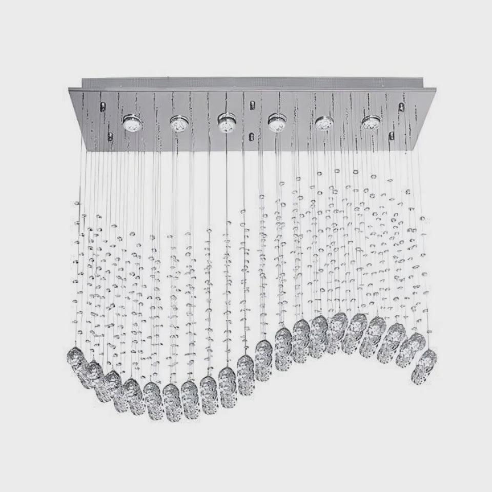 Chandelier Light - Chrome Crystal Wave
