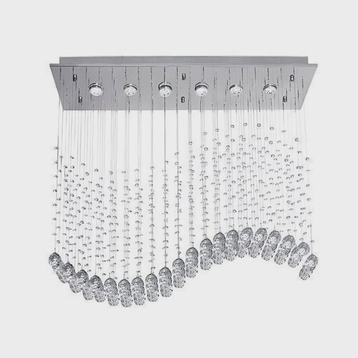 Chandelier Light - Chrome Crystal Wave