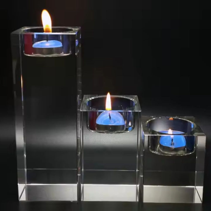 Rectangle Glass Candle Holder - Tea Candle