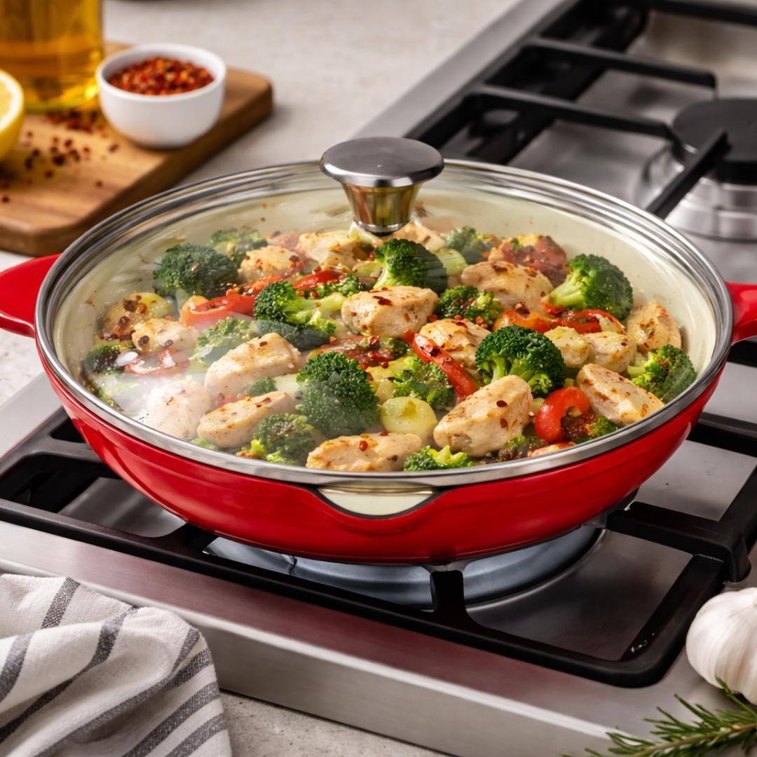 Cast Iron Frypan with Glass Lid - 27cm