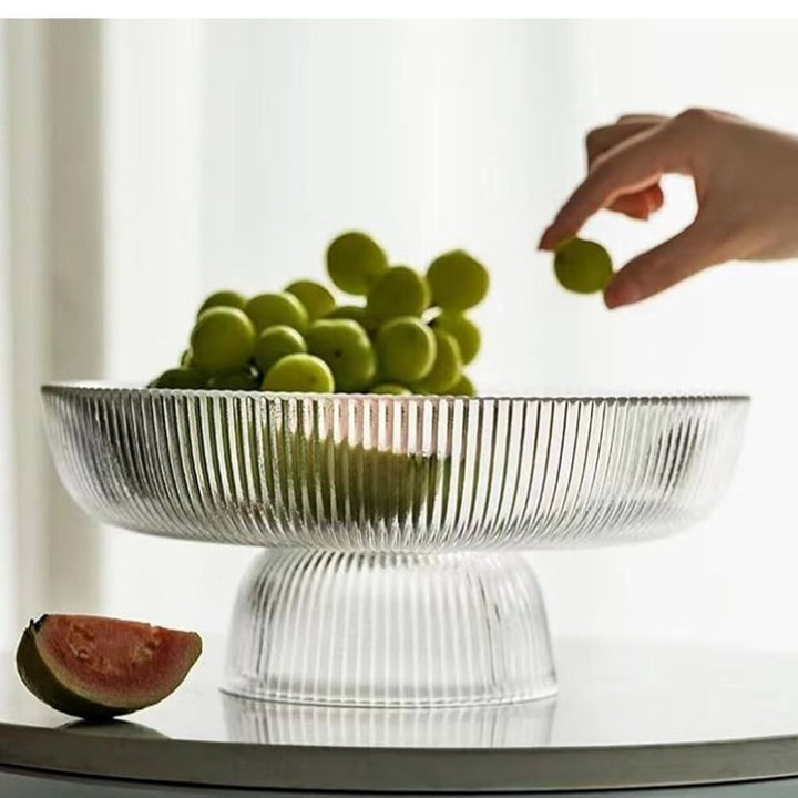 Aurora Ribbed Glass Fruit Bowl